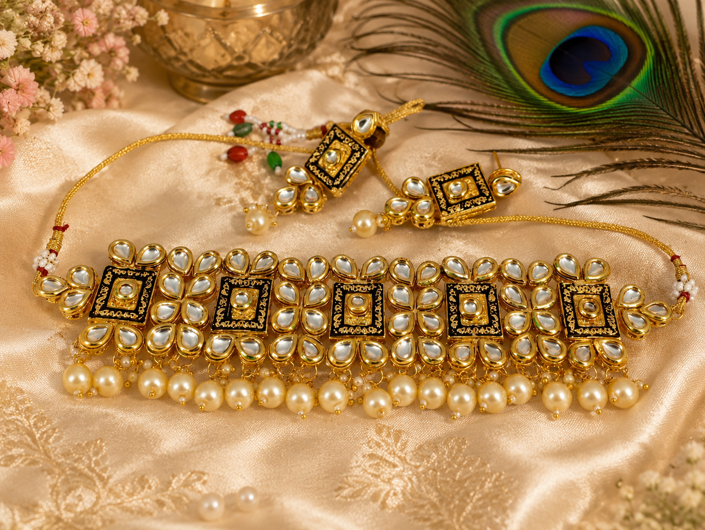 Royal Kundan Pearl Choker Set