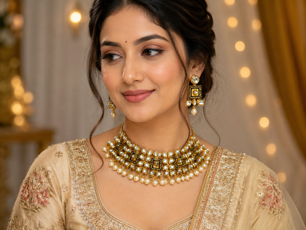 Royal Kundan Pearl Choker Set