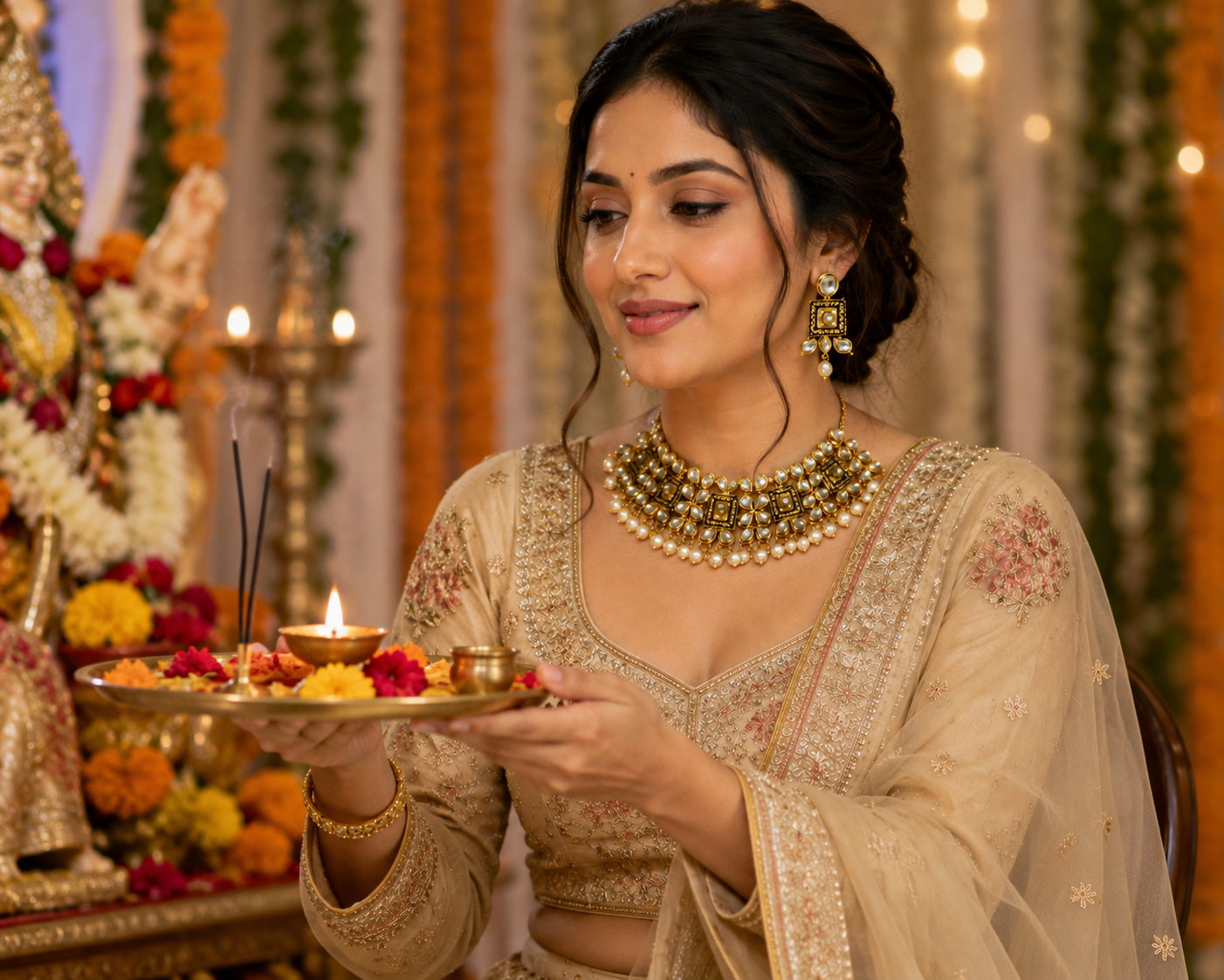 Royal Kundan Pearl Choker Set