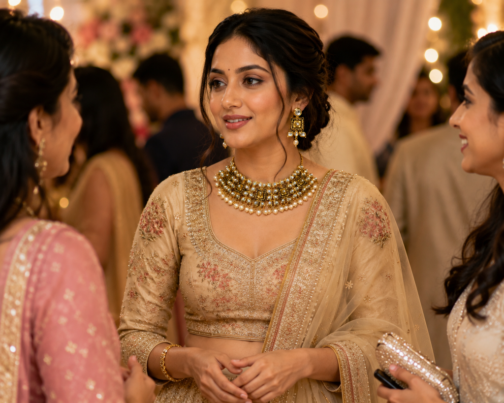 Royal Kundan Pearl Choker Set
