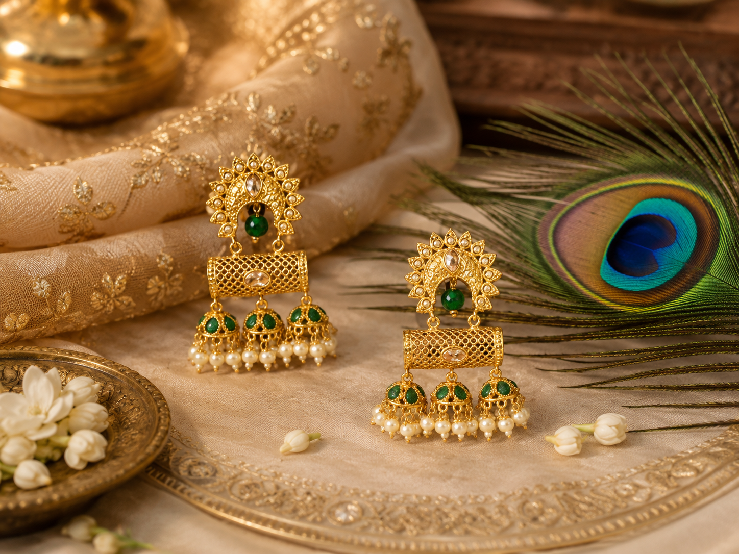 High Gold Kundan Jhumka Earrings