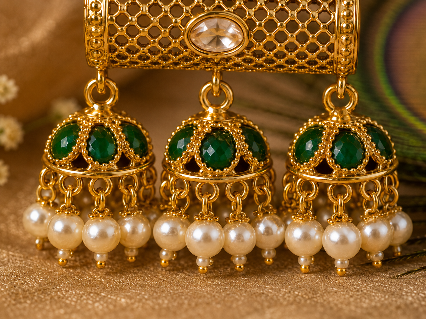 High Gold Kundan Jhumka Earrings
