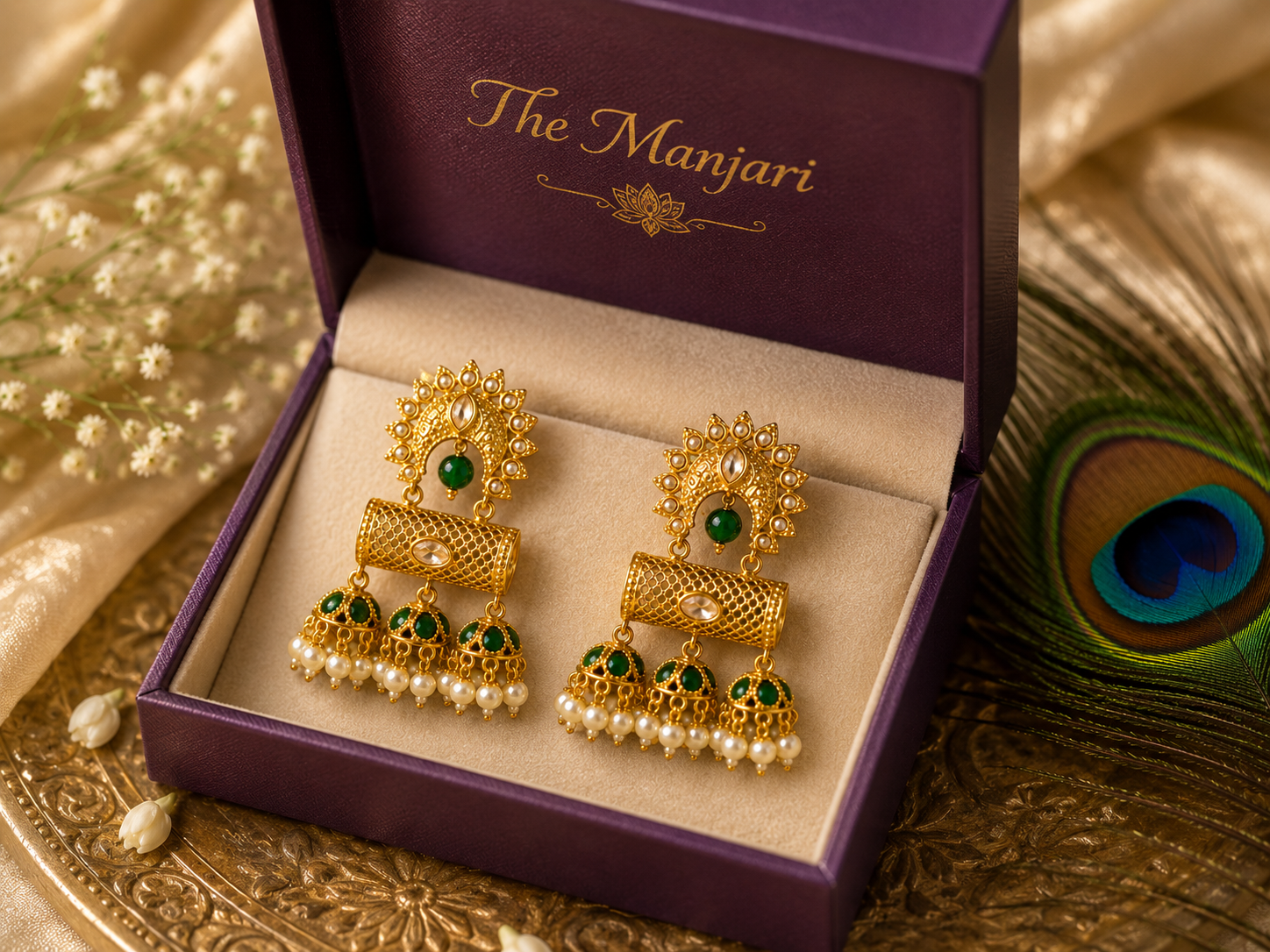 High Gold Kundan Jhumka Earrings