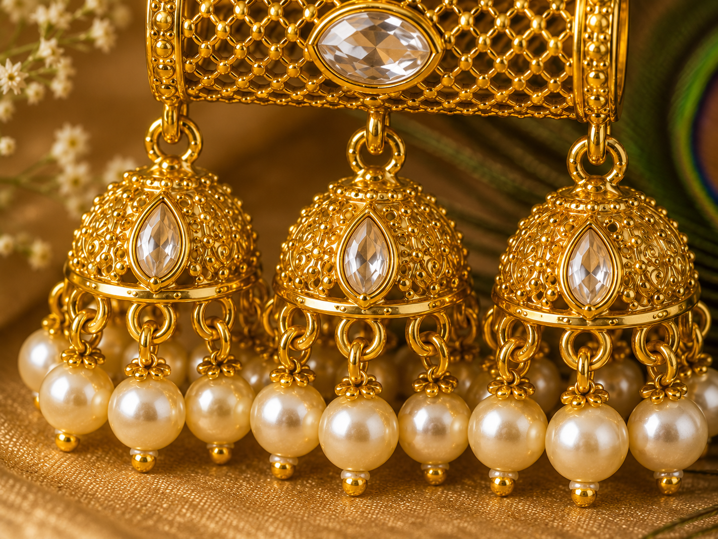 High Gold Kundan Jhumka Earrings