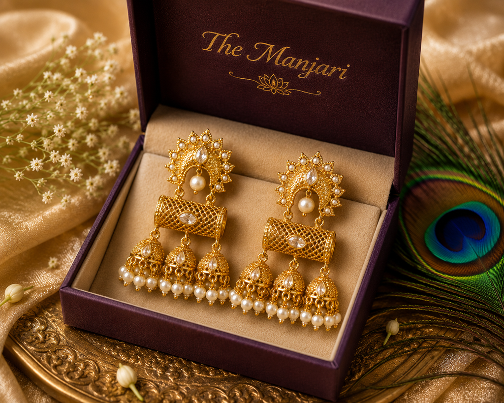 High Gold Kundan Jhumka Earrings