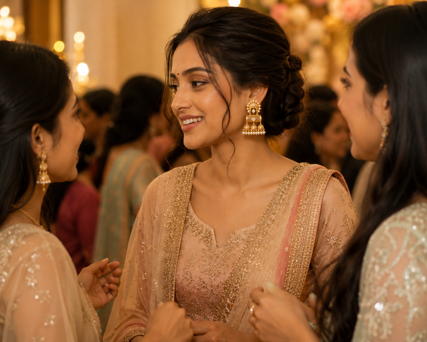 High Gold Kundan Jhumka Earrings