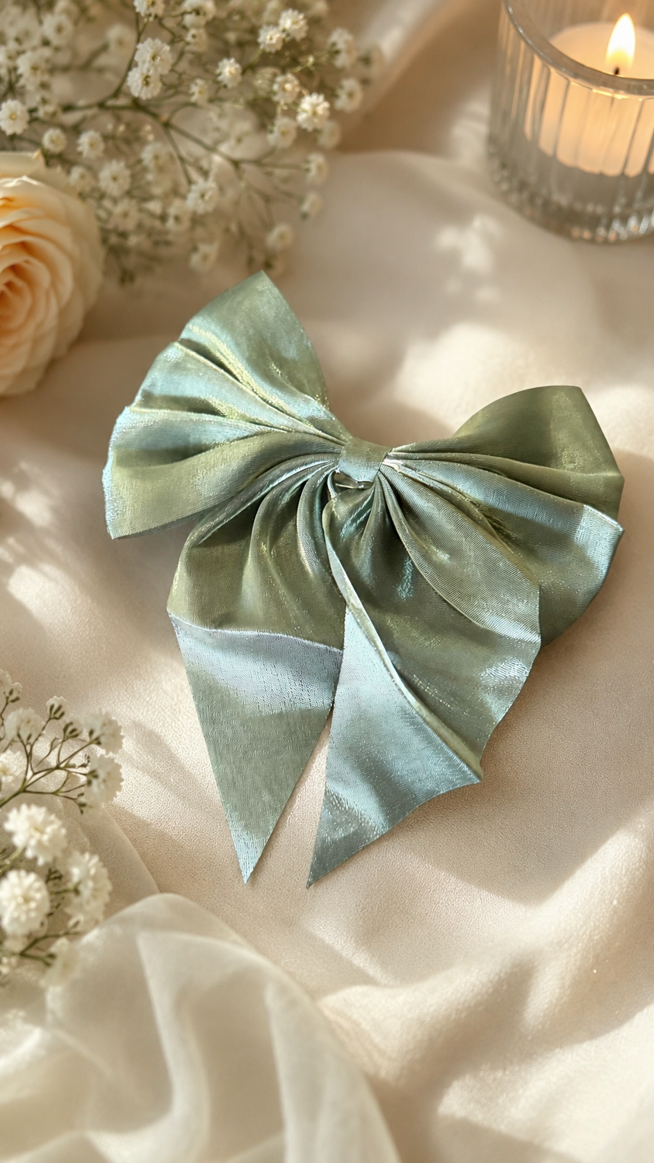 Oversized Satin Hair Bow Clip for Women & Girls – Soft Ribbon Hair Accessory, Coquette Bow Barrette