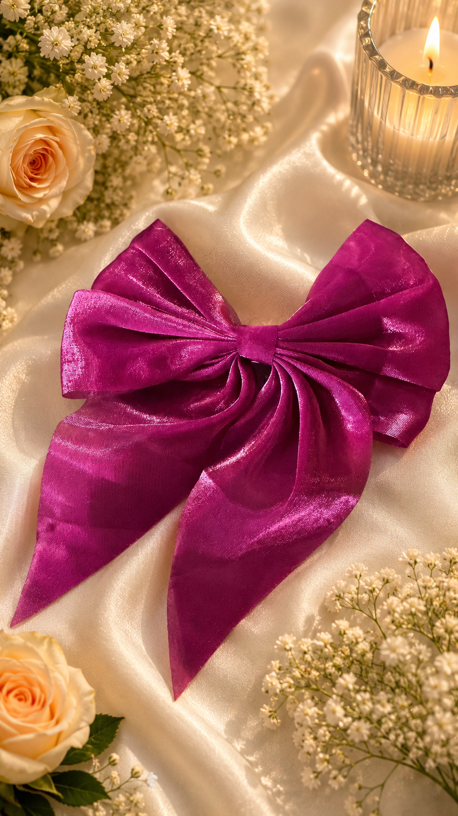 Oversized Satin Hair Bow Clip for Women & Girls – Soft Ribbon Hair Accessory, Coquette Bow Barrette