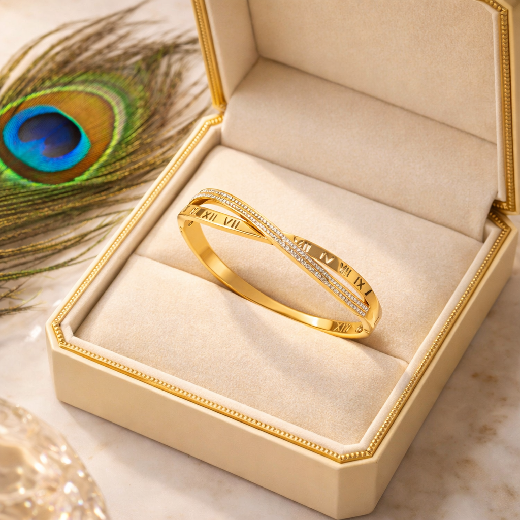 Gold & Silver Roman Numeral Bangle Bracelet