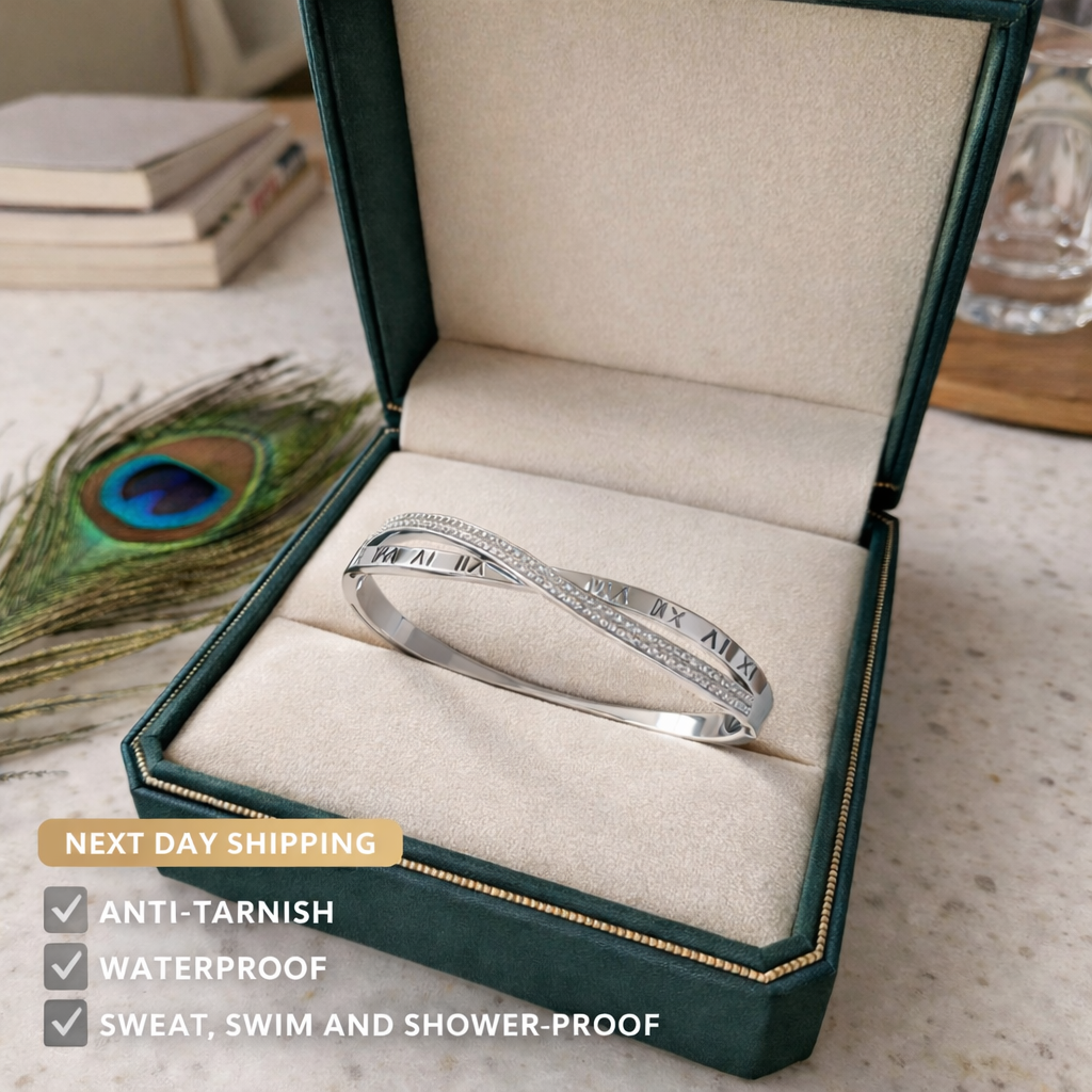 Gold & Silver Roman Numeral Bangle Bracelet