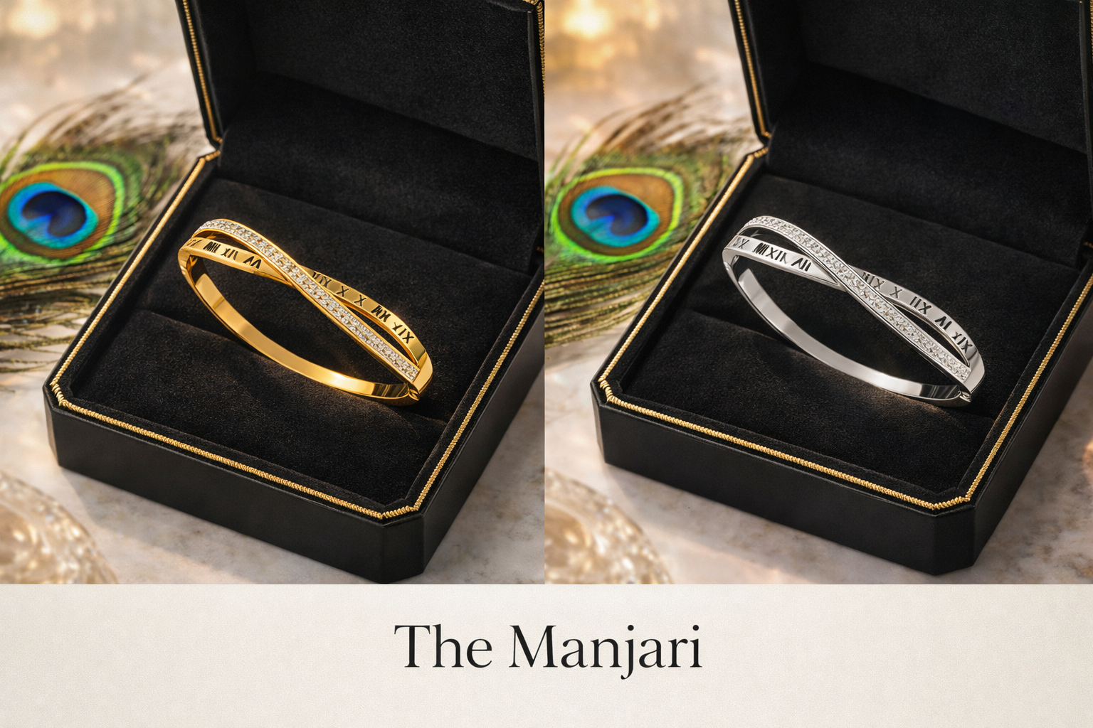 Gold & Silver Roman Numeral Bangle Bracelet