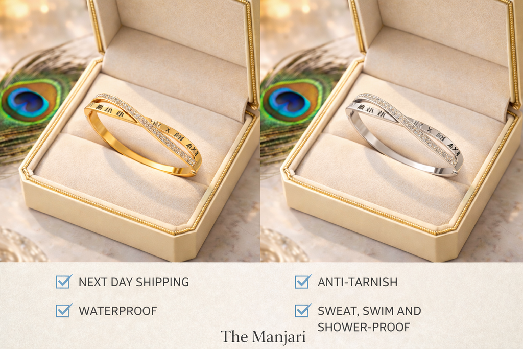 Gold & Silver Roman Numeral Bangle Bracelet