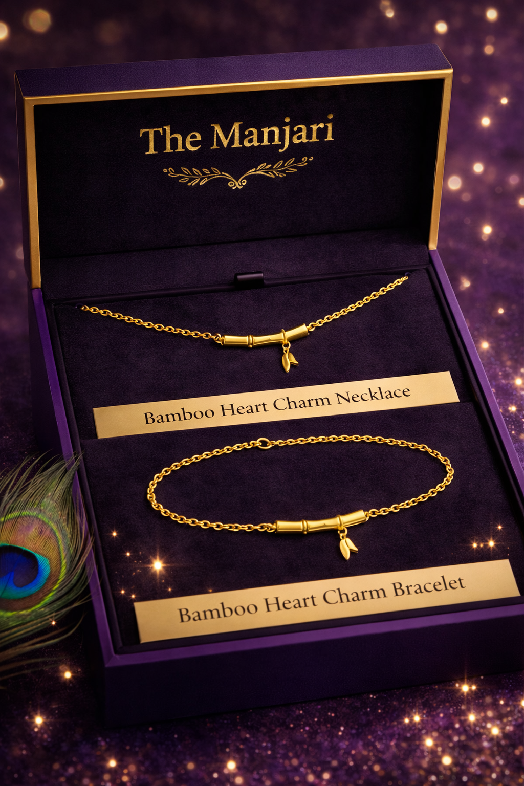 Bamboo Heart Necklace & Bracelet Set