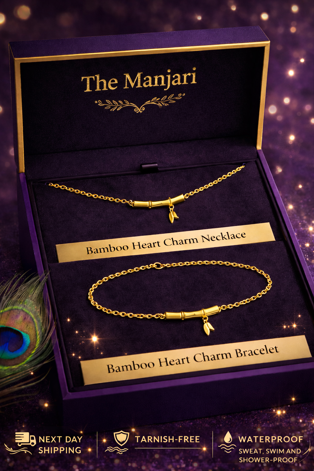 Bamboo Heart Necklace & Bracelet Set