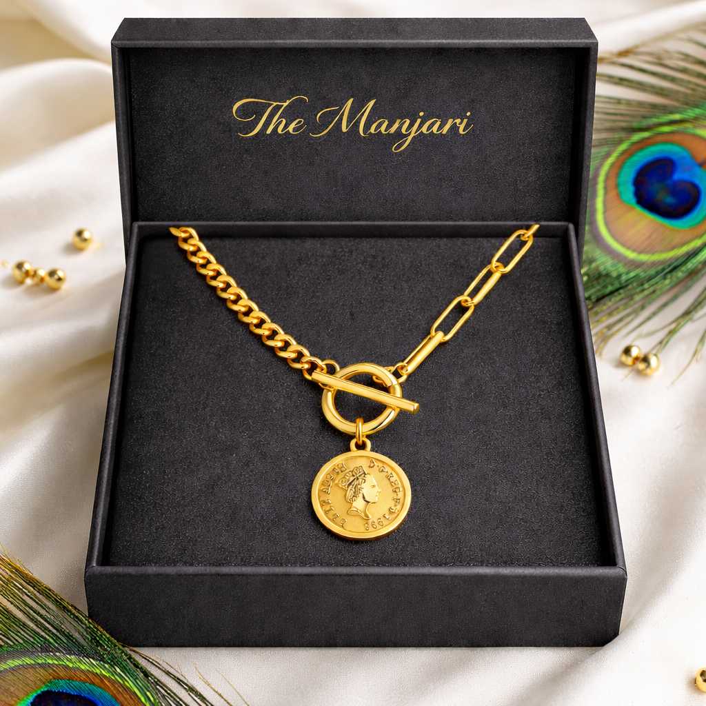 Gold & Silver Coin Charm Necklace