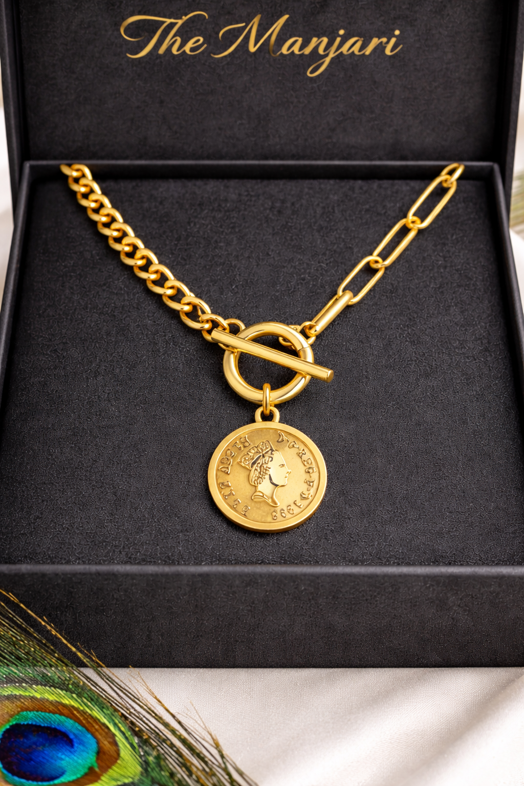 Gold & Silver Coin Charm Necklace