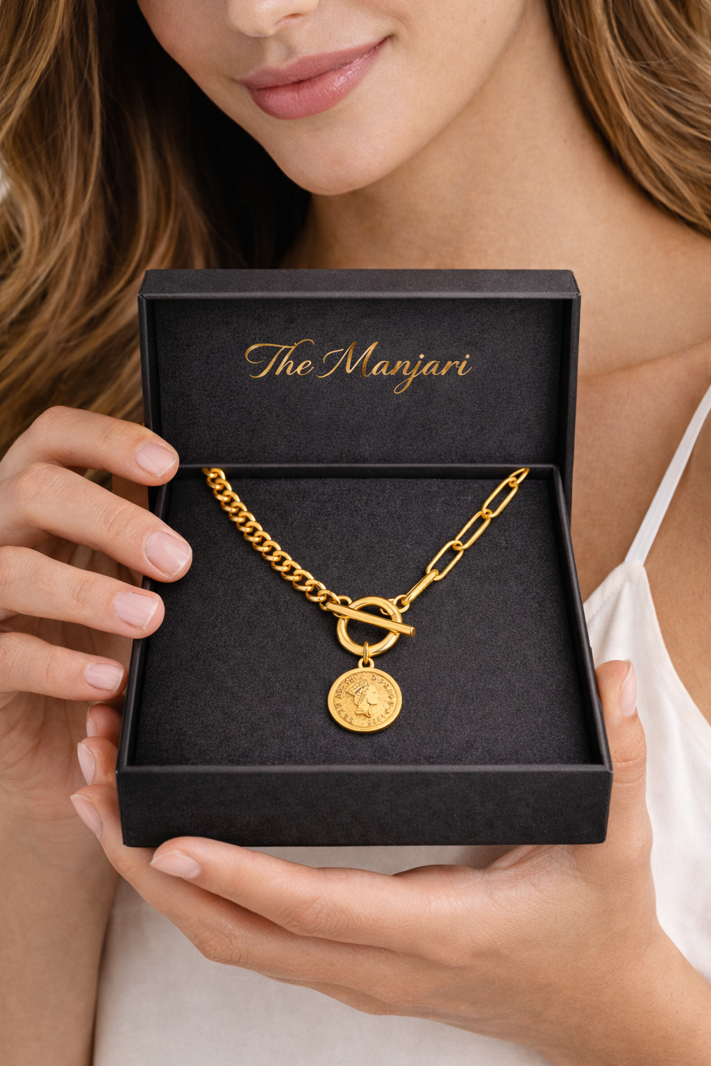 Gold & Silver Coin Charm Necklace