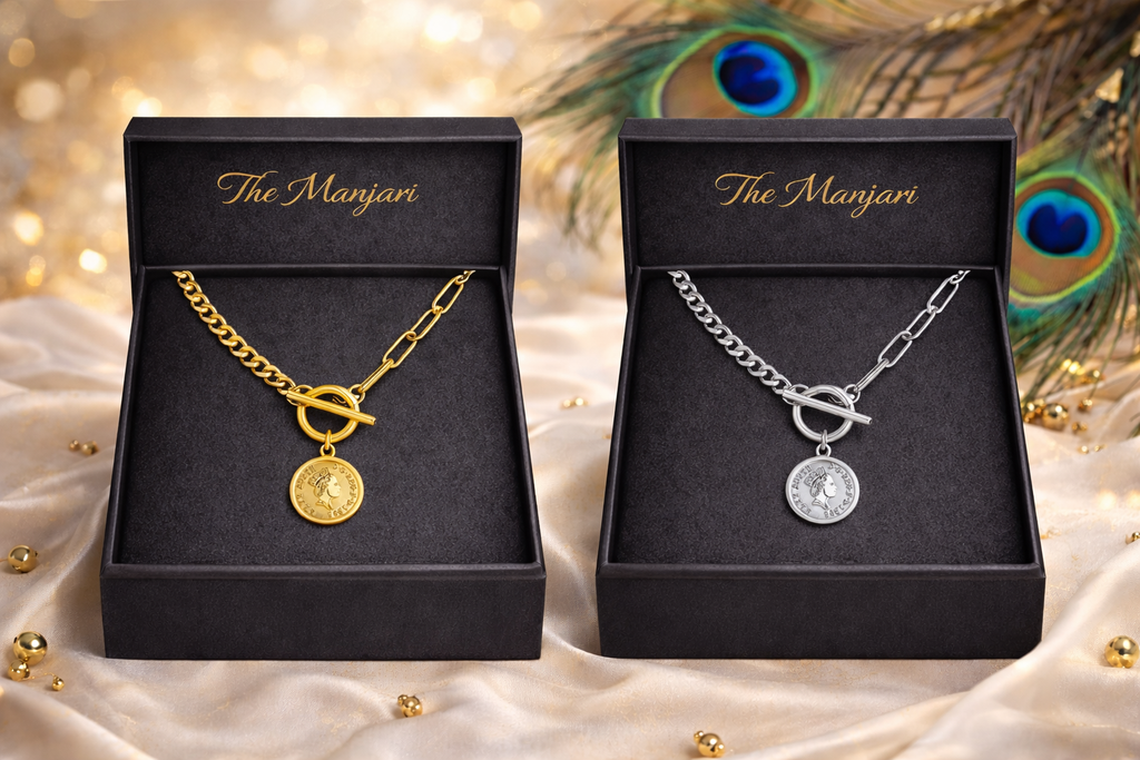 Gold & Silver Coin Charm Necklace