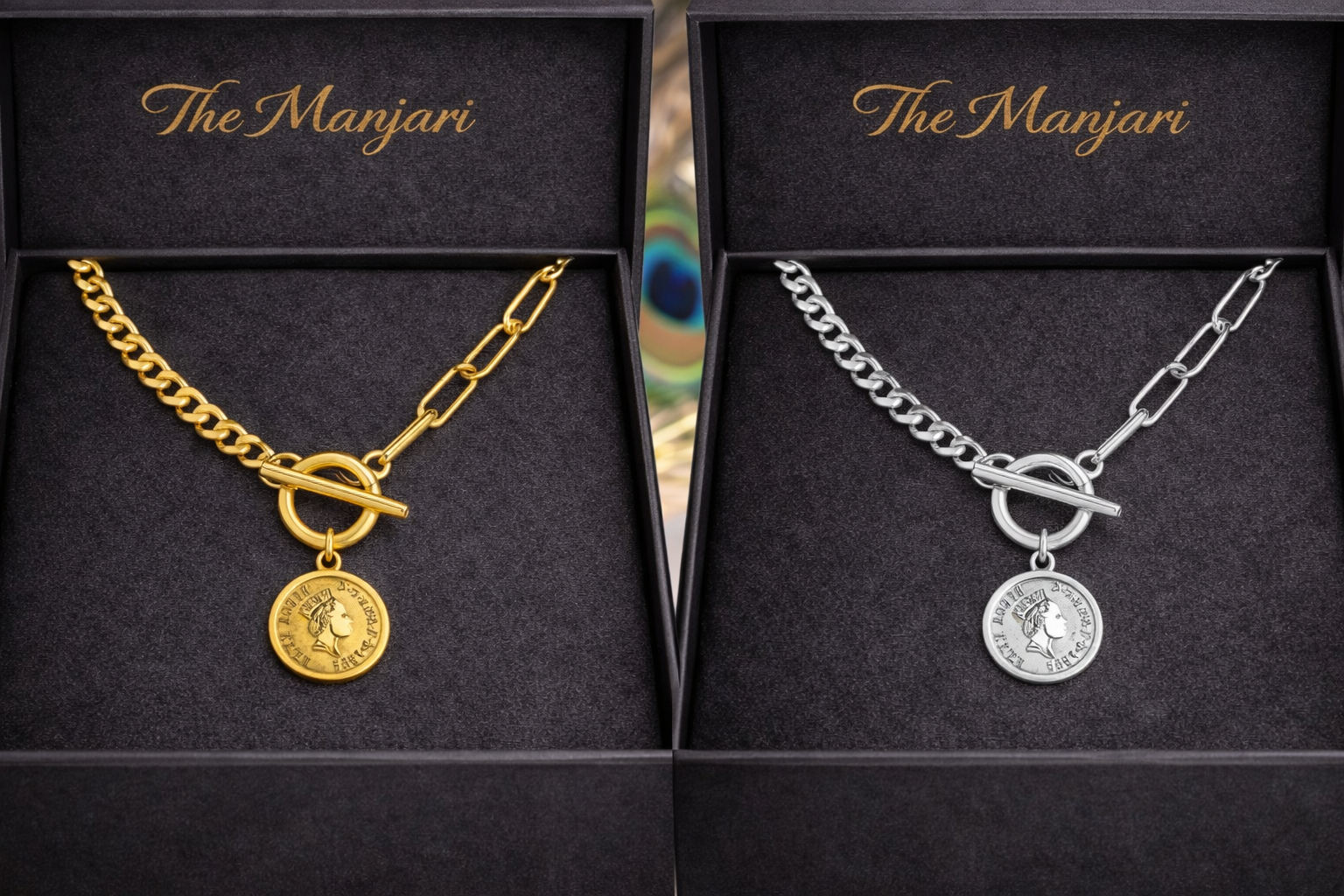 Gold & Silver Coin Charm Necklace