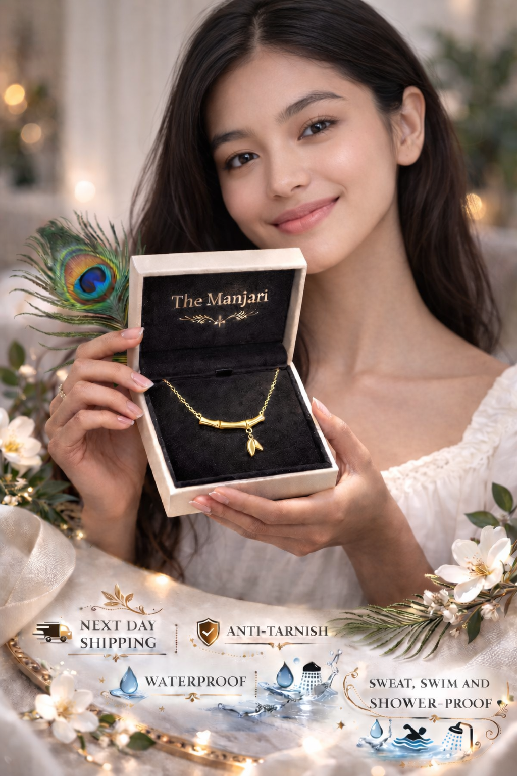 Bamboo Heart Necklace & Bracelet Set