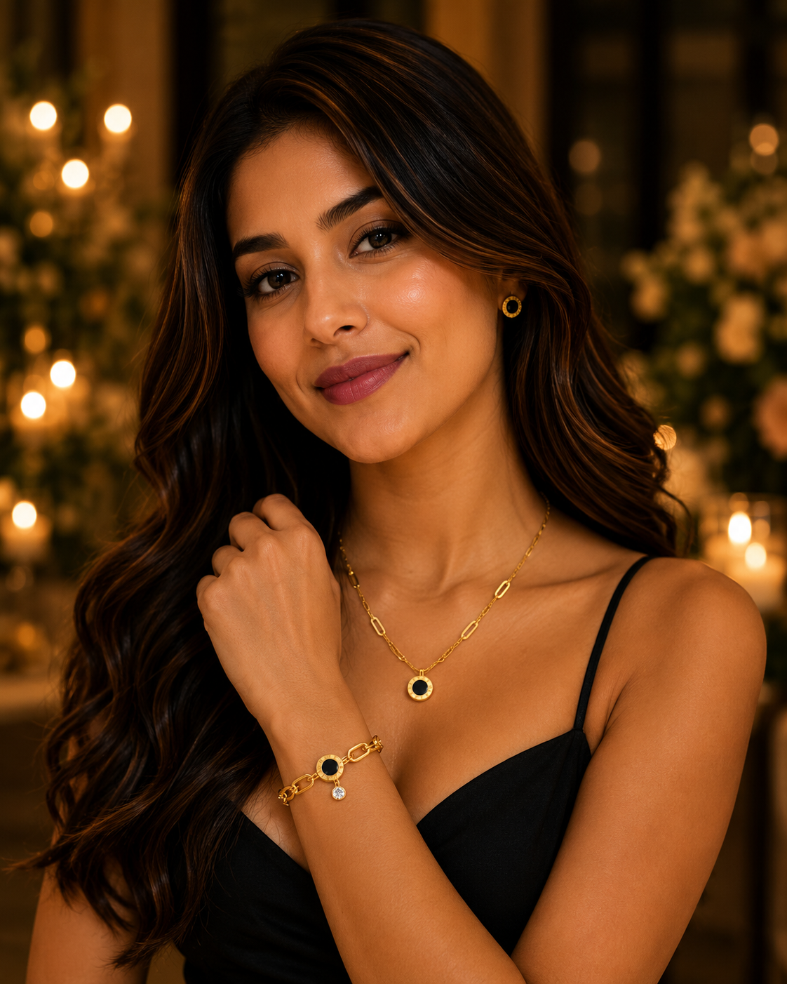 Luxury Roman Numeral Jewelry Collection | Gold & Silver Necklace, Bracelet, Bangle Bracelet & Earrings Set | Waterproof Tarnish-Free Stainless Steel Gift for Her