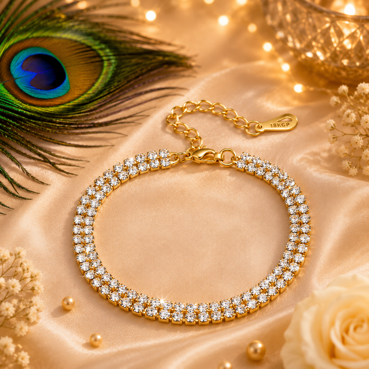 Luxury Tennis Bracelet | Waterproof Tarnish-Free 18K Gold & Silver Stainless Steel Crystal Bracelet for Women