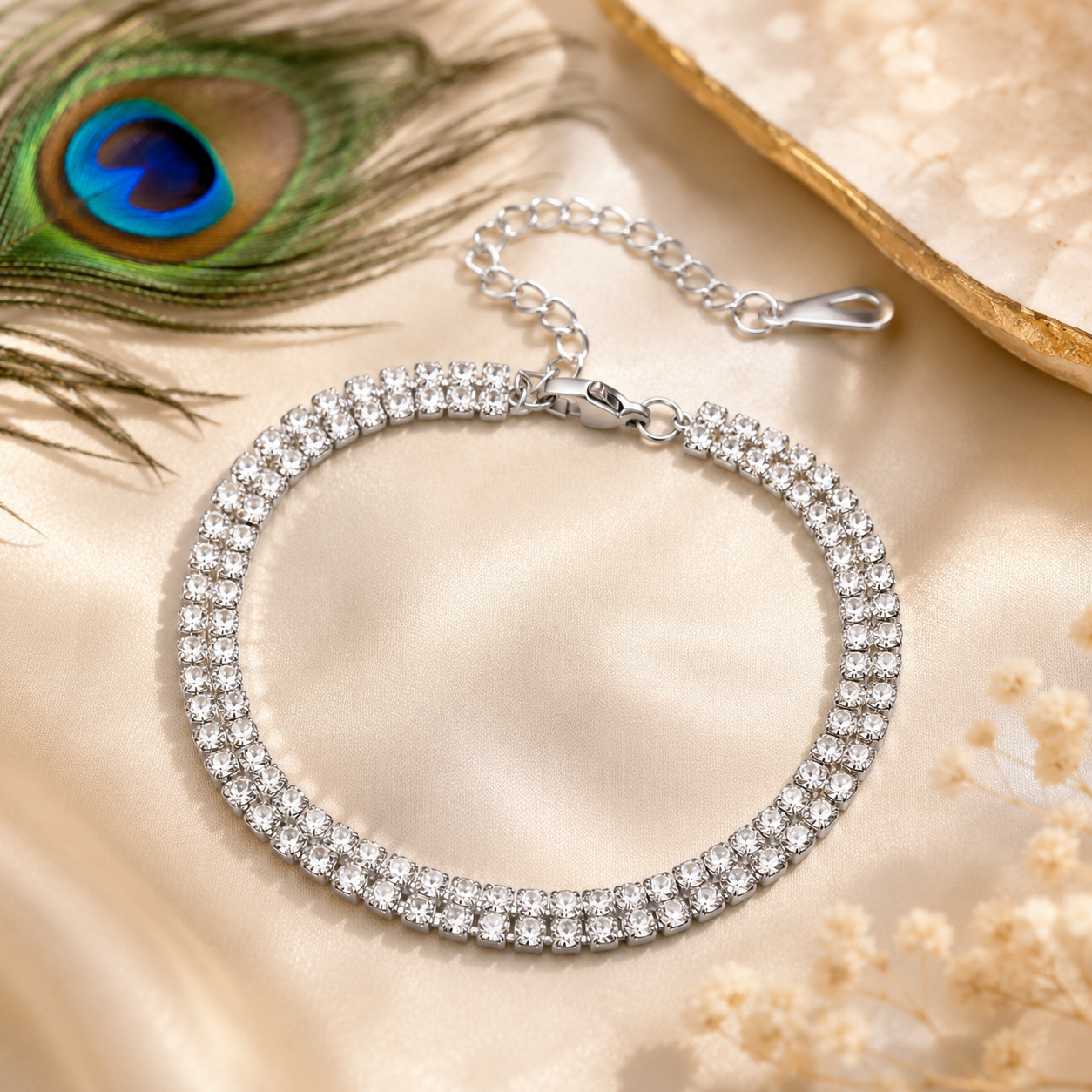Luxury Tennis Bracelet | Waterproof Tarnish-Free 18K Gold & Silver Stainless Steel Crystal Bracelet for Women