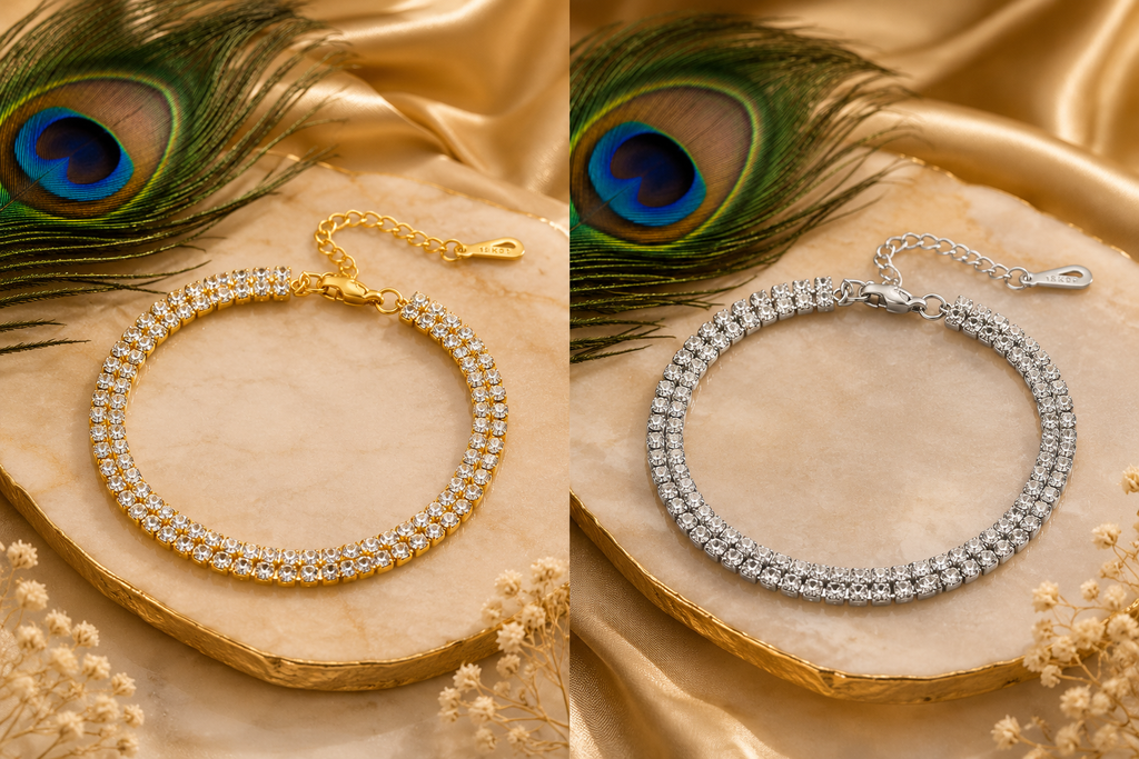 Luxury Tennis Bracelet | Waterproof Tarnish-Free 18K Gold & Silver Stainless Steel Crystal Bracelet for Women