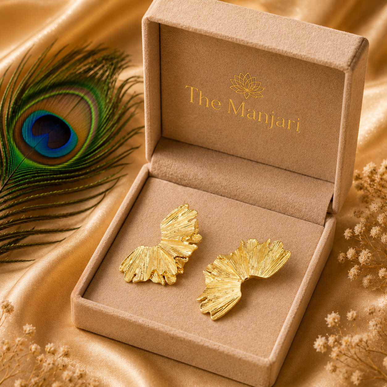 Luxury Sculpted Leaf Statement Earrings – Gold & Silver Stainless Steel Waterproof Earrings | Tarnish-Free Women's Earrings