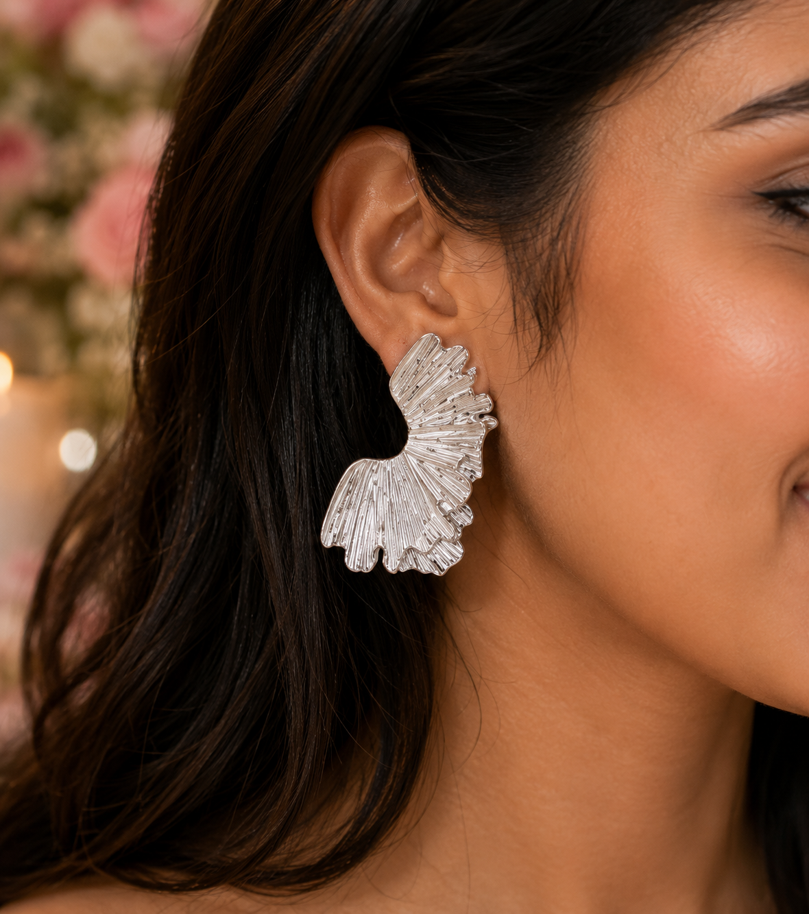 Luxury Sculpted Leaf Statement Earrings – Gold & Silver Stainless Steel Waterproof Earrings | Tarnish-Free Women's Earrings