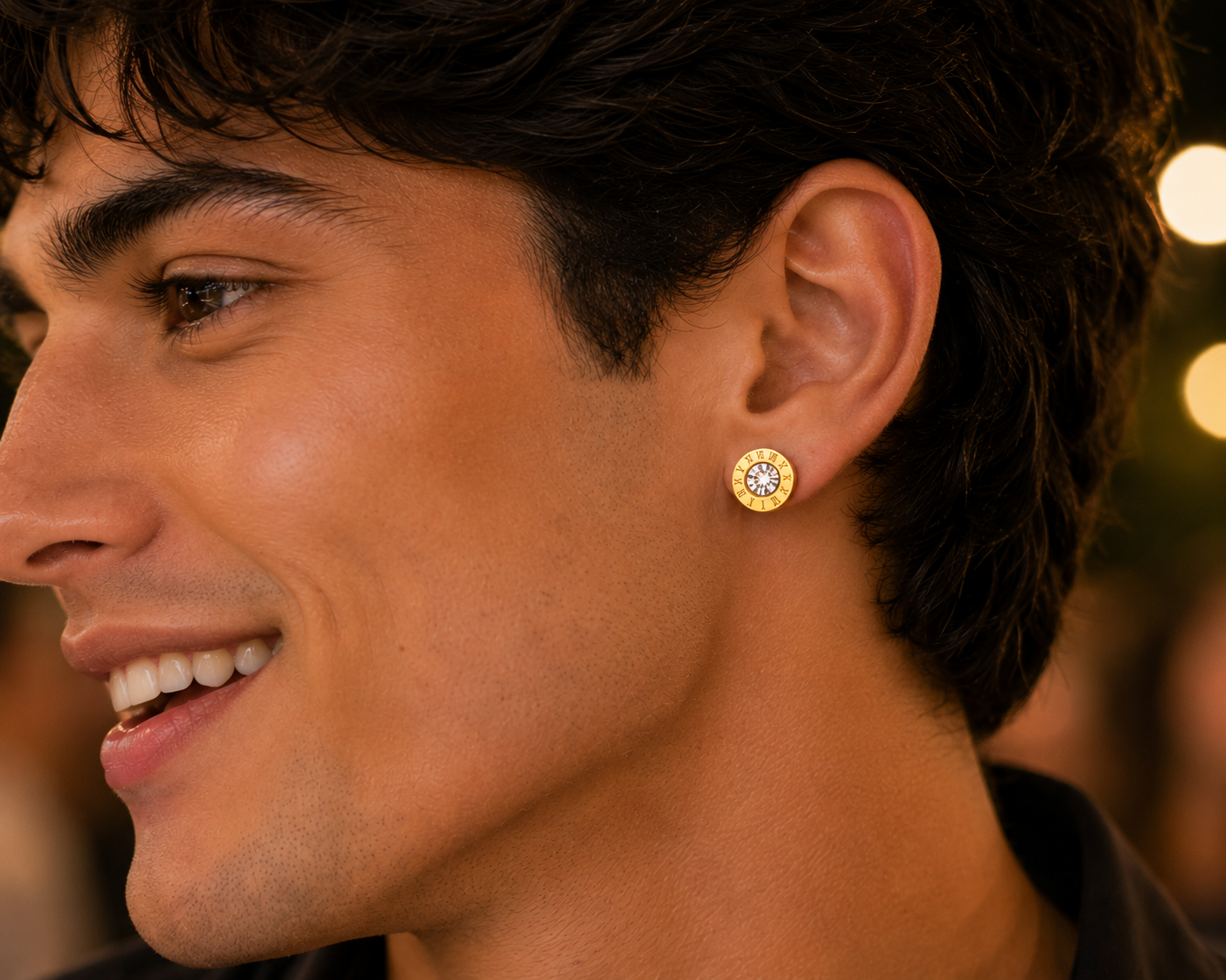 8mm Roman Numeral Stud Earrings | Waterproof Tarnish-Free 18K Gold Plated Stainless Steel Earrings for Women and Men
