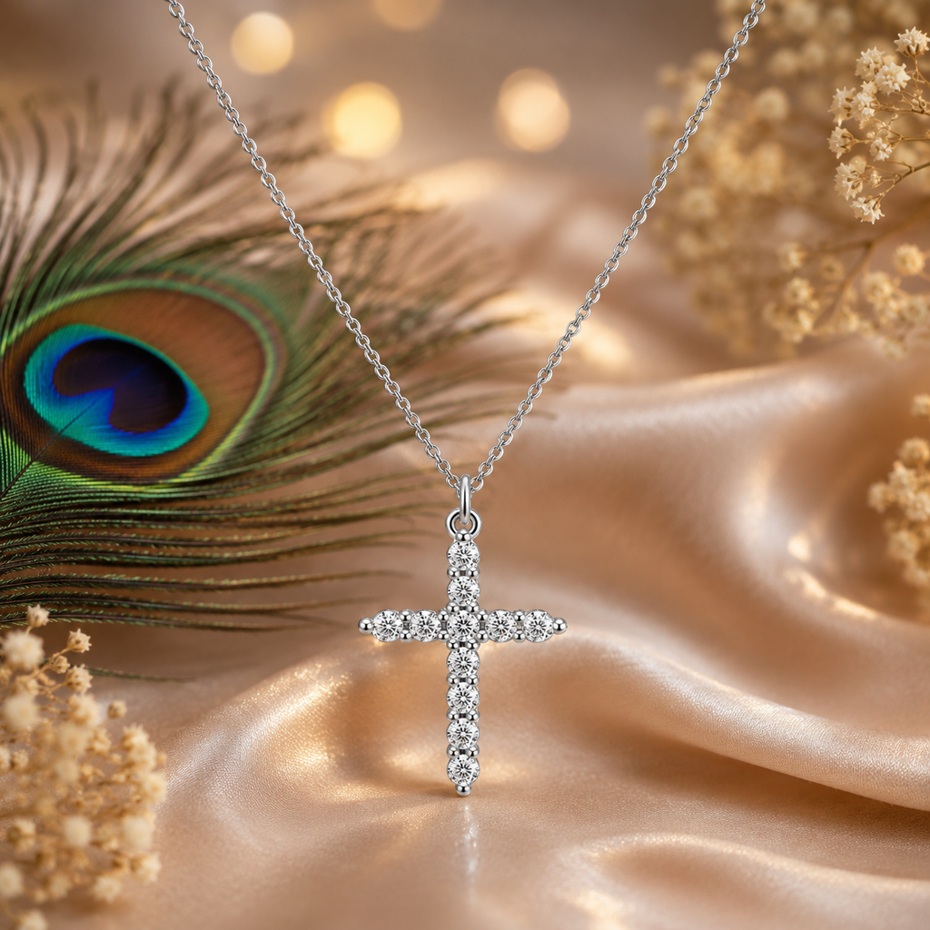 Luxury Cross Pendant Necklace – Gold & Silver Stainless Steel Waterproof Necklace | Tarnish-Free CZ Cross Jewelry