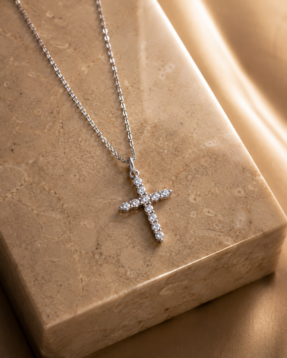 Luxury Cross Pendant Necklace – Gold & Silver Stainless Steel Waterproof Necklace | Tarnish-Free CZ Cross Jewelry
