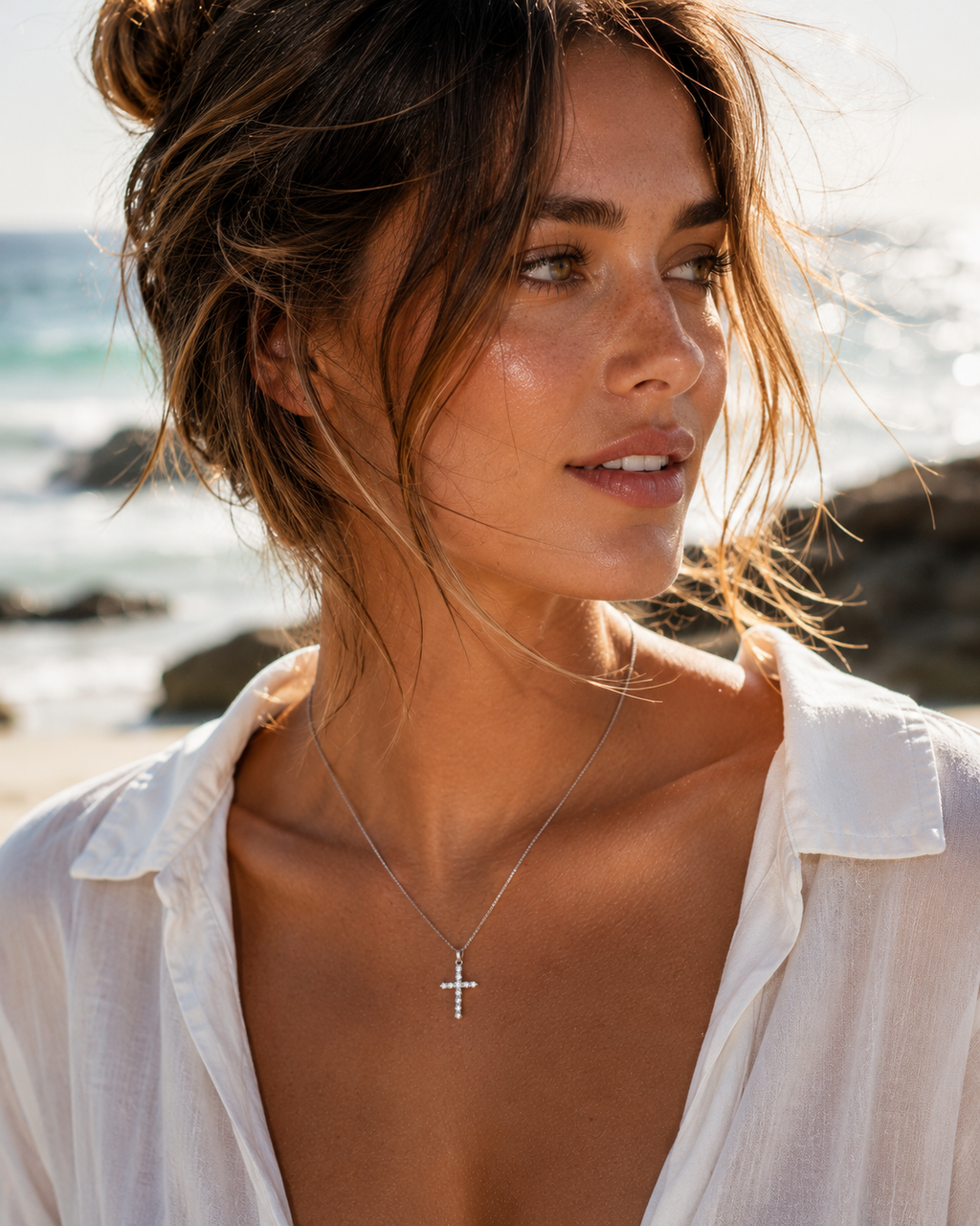 Luxury Cross Pendant Necklace – Gold & Silver Stainless Steel Waterproof Necklace | Tarnish-Free CZ Cross Jewelry