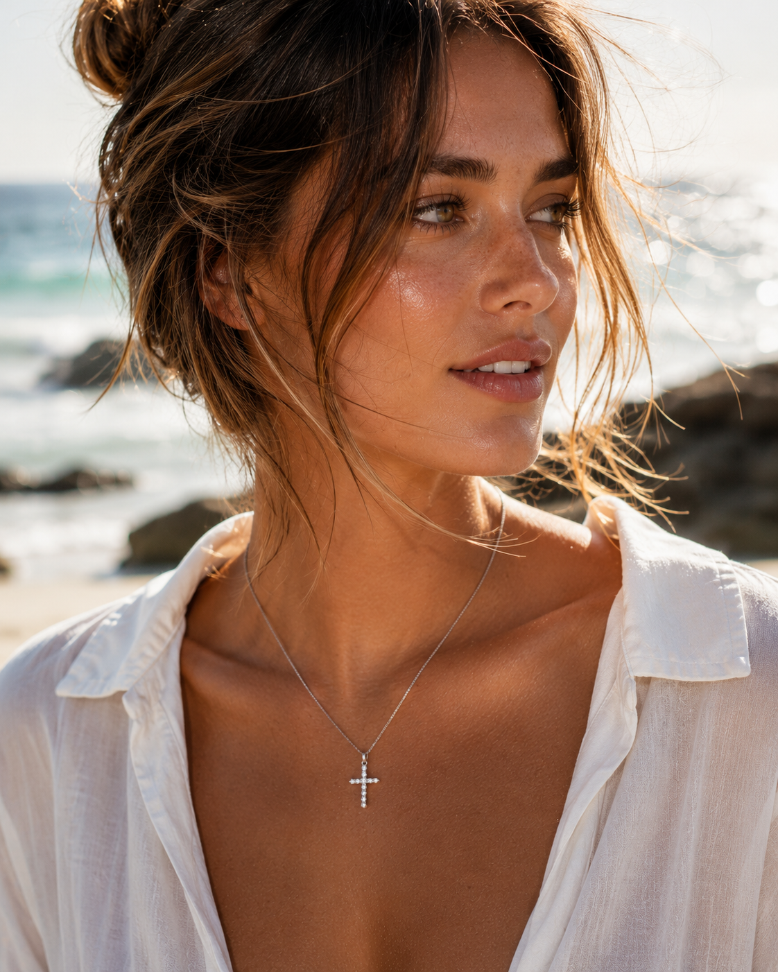 Luxury Cross Pendant Necklace – Gold & Silver Stainless Steel Waterproof Necklace | Tarnish-Free CZ Cross Jewelry