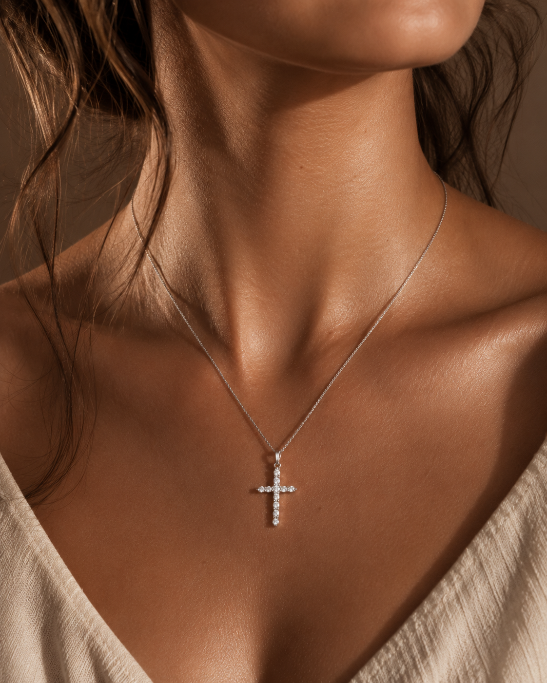 Luxury Cross Pendant Necklace – Gold & Silver Stainless Steel Waterproof Necklace | Tarnish-Free CZ Cross Jewelry