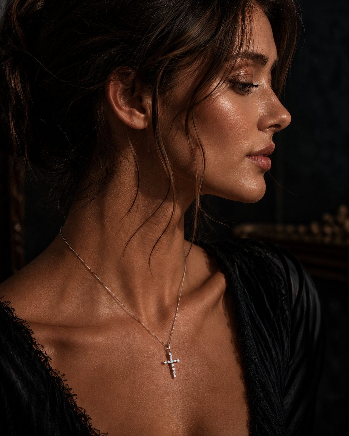 Luxury Cross Pendant Necklace – Gold & Silver Stainless Steel Waterproof Necklace | Tarnish-Free CZ Cross Jewelry