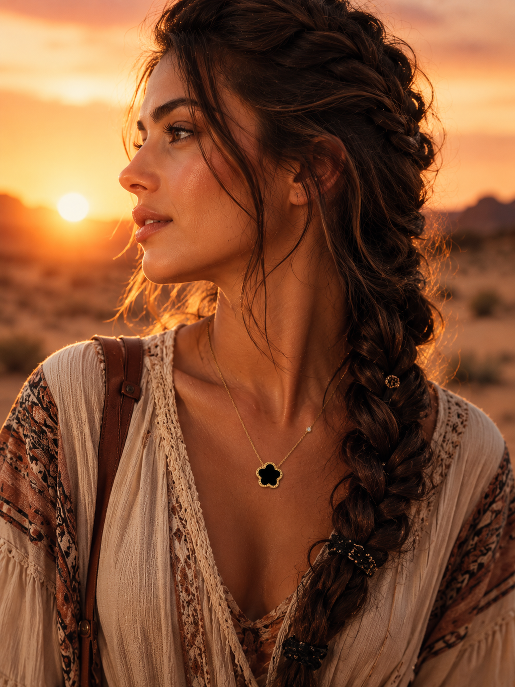 Luxury Black Clover Pendant Necklace – Gold Stainless Steel Waterproof Necklace | Tarnish-Free Women's Jewellery