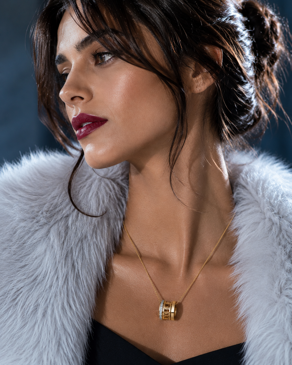 Luxury Roman Numeral Pendant Necklace – 18K Gold Plated Stainless Steel | Waterproof Tarnish-Free CZ Necklace