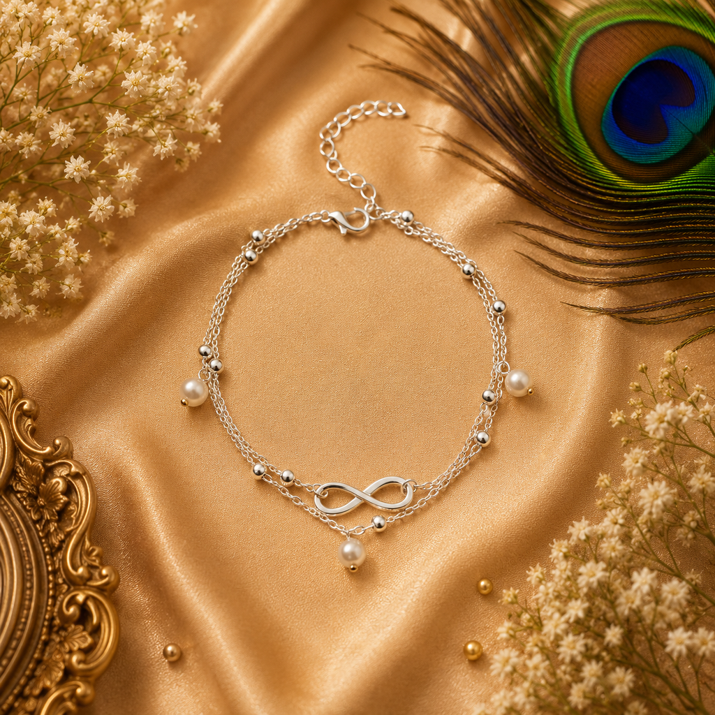 Infinity Pearl Anklet for Women – Gold & Silver Waterproof Anklet, Tarnish-Free Adjustable Stainless Steel Beach Foot Jewelry