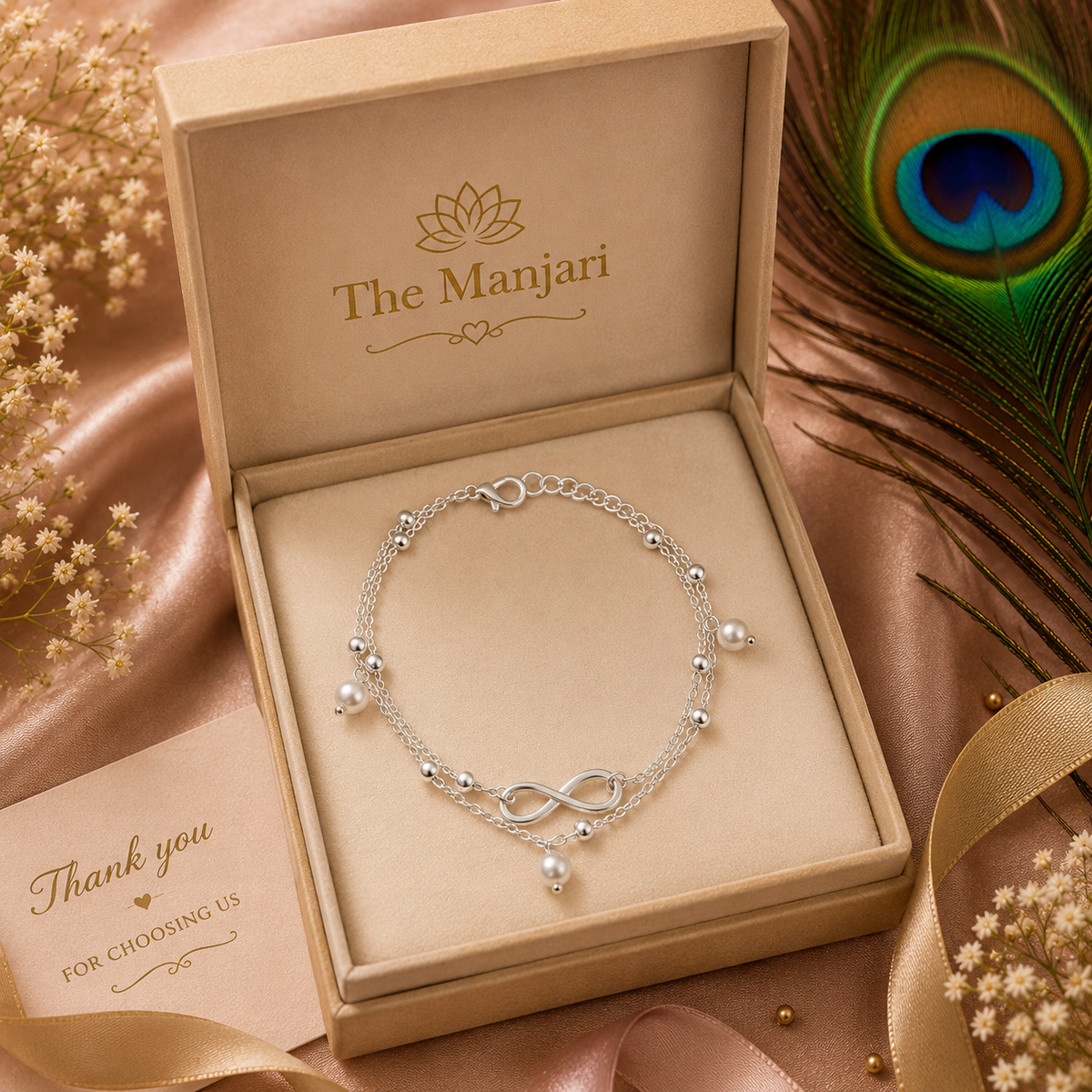Infinity Pearl Anklet for Women – Gold & Silver Waterproof Anklet, Tarnish-Free Adjustable Stainless Steel Beach Foot Jewelry