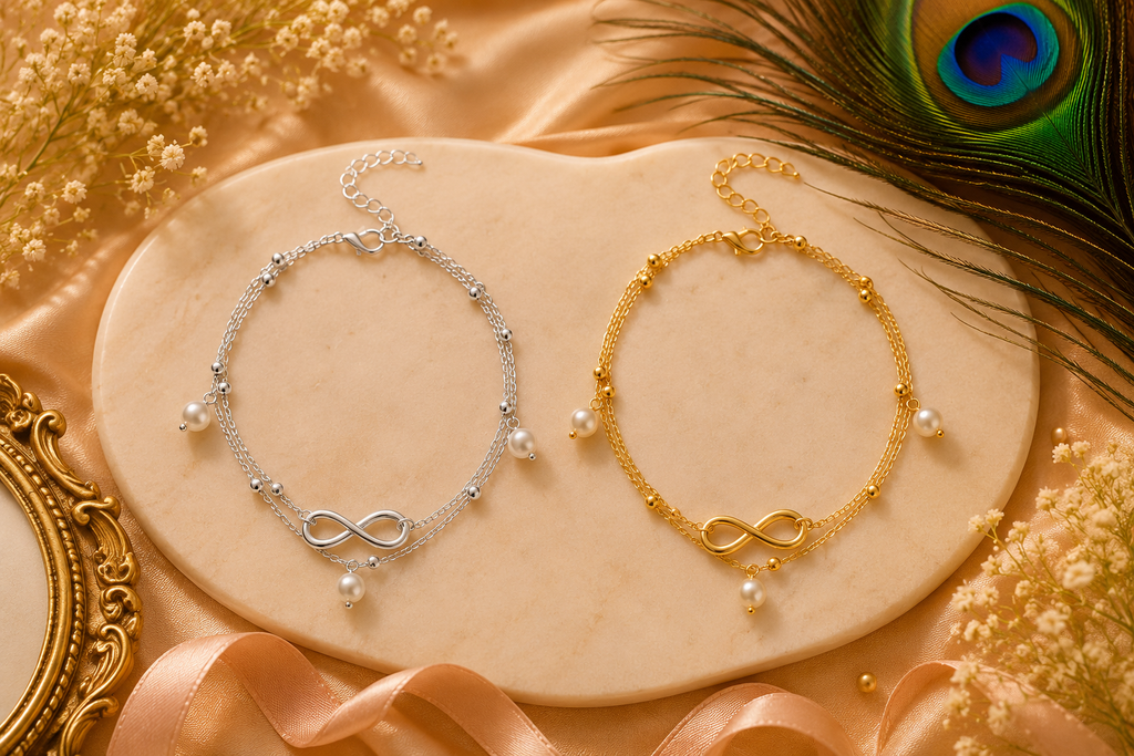 Infinity Pearl Anklet for Women – Gold & Silver Waterproof Anklet, Tarnish-Free Adjustable Stainless Steel Beach Foot Jewelry