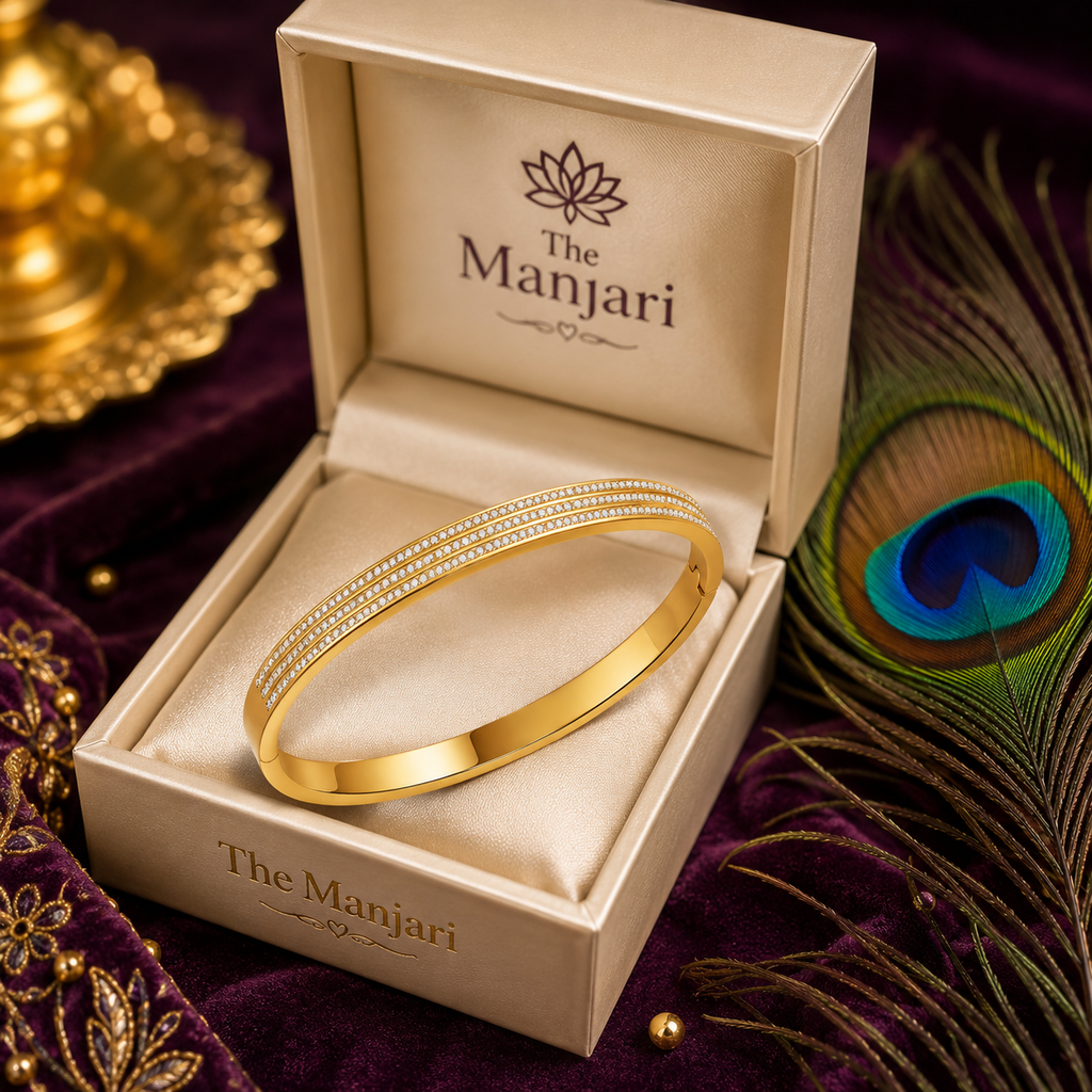 18K Gold Plated CZ Bangle Bracelet – Waterproof Tarnish-Free Stainless Steel Cuff Bracelet for Women | Elegant Stackable Jewelry
