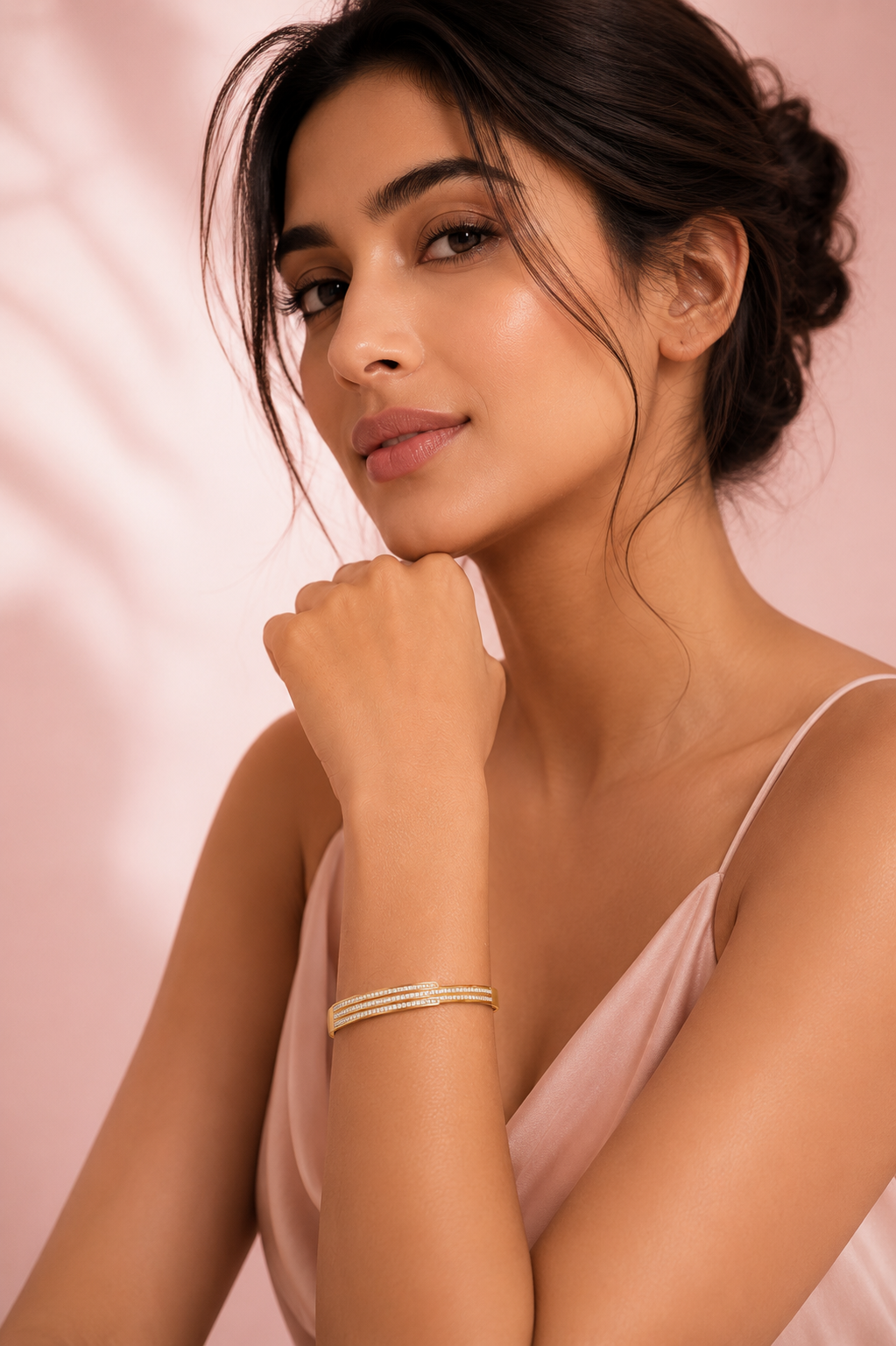 18K Gold Plated CZ Bangle Bracelet – Waterproof Tarnish-Free Stainless Steel Cuff Bracelet for Women | Elegant Stackable Jewelry