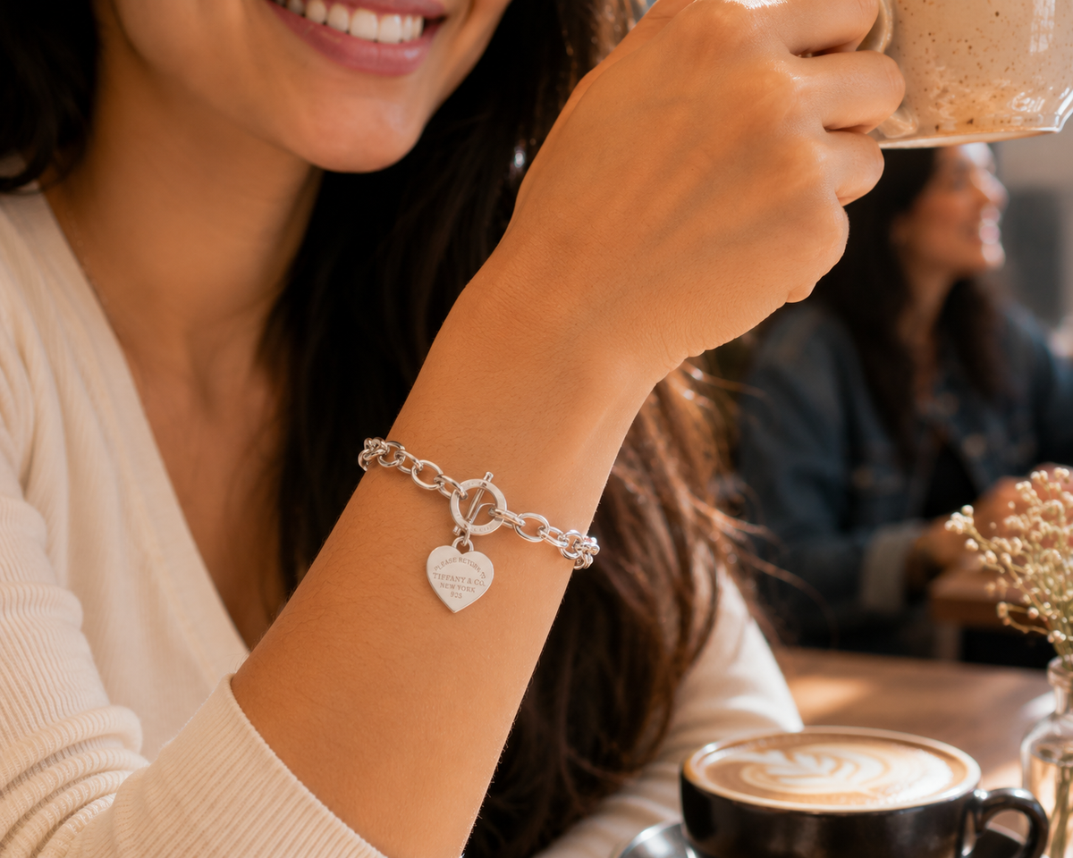 Luxury Heart Charm Chain Bracelet – Gold & Silver Stainless Steel Waterproof Bracelet | Tarnish-Free Women's Jewelry
