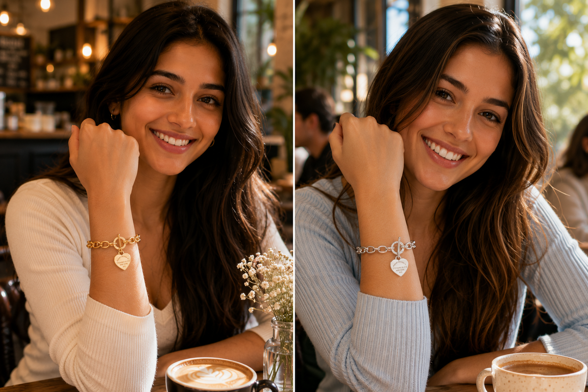 Luxury Heart Charm Chain Bracelet – Gold & Silver Stainless Steel Waterproof Bracelet | Tarnish-Free Women's Jewelry