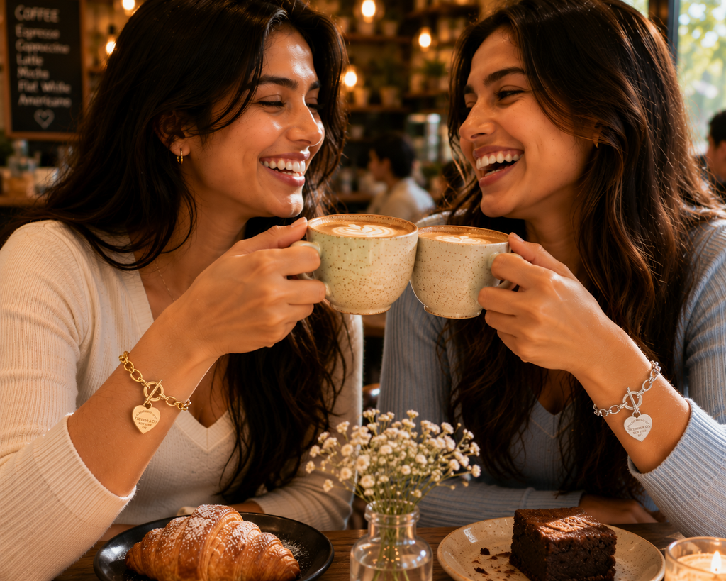 Luxury Heart Charm Chain Bracelet – Gold & Silver Stainless Steel Waterproof Bracelet | Tarnish-Free Women's Jewelry
