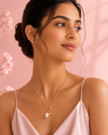 Luna Pearl Toggle Necklace – 18K Gold Plated Freshwater Pearl Pendant Necklace for Women | Waterproof & Tarnish Resistant