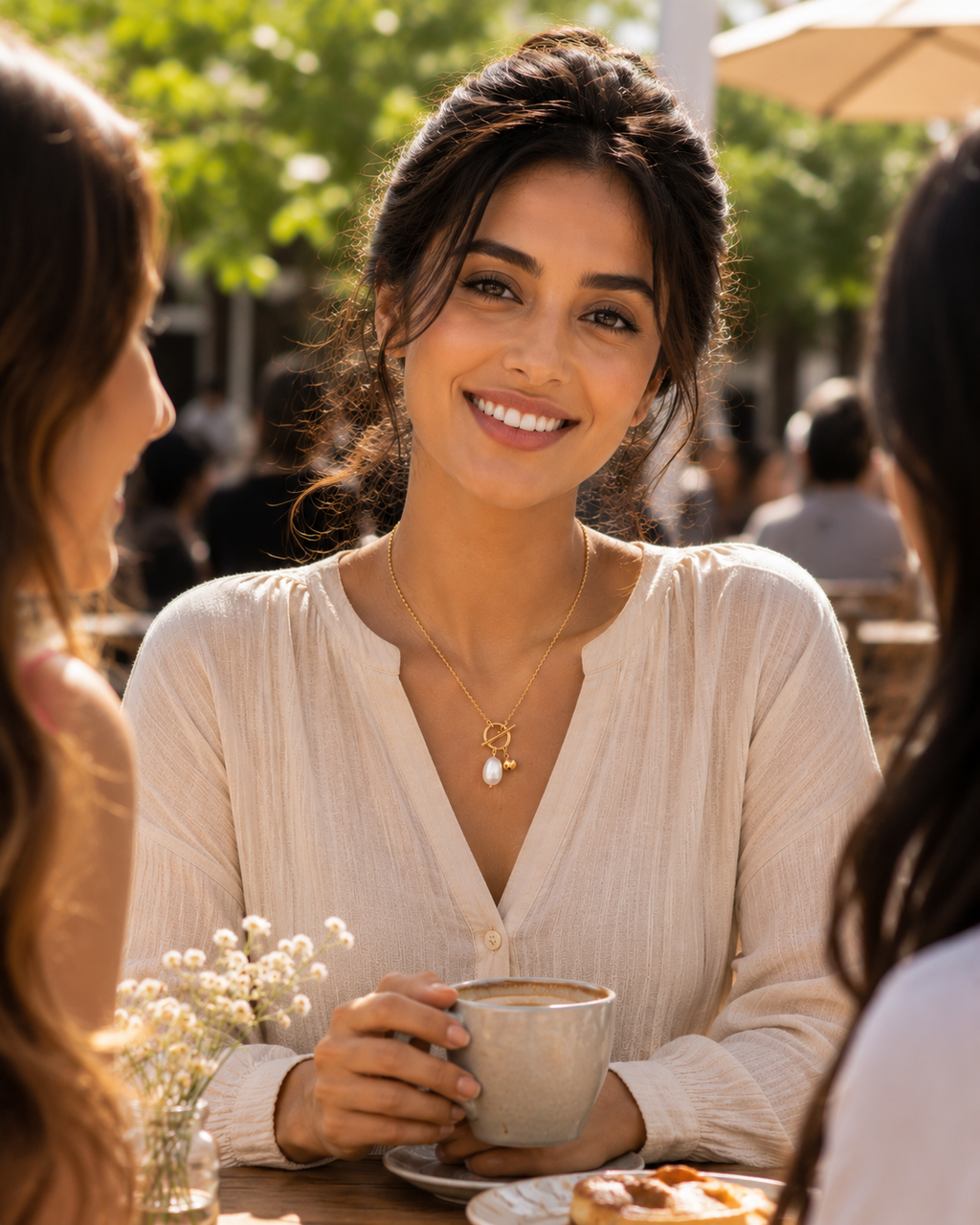 Luna Pearl Toggle Necklace – 18K Gold Plated Freshwater Pearl Pendant Necklace for Women | Waterproof & Tarnish Resistant