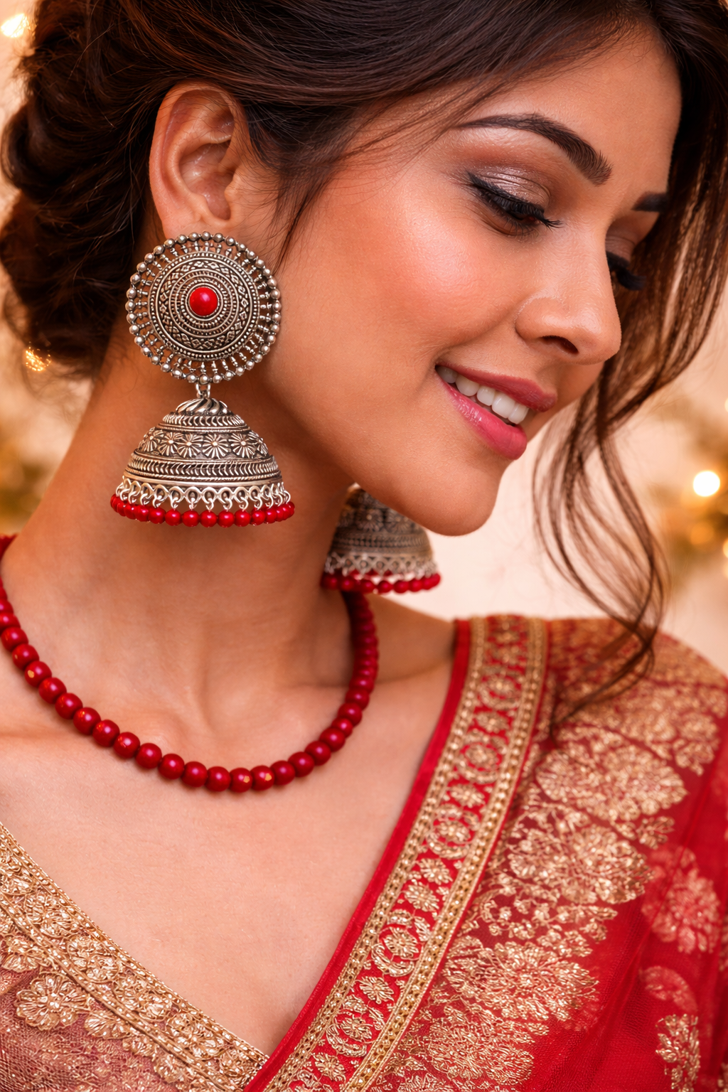 Oxidised Silver Jhumka Earrings
